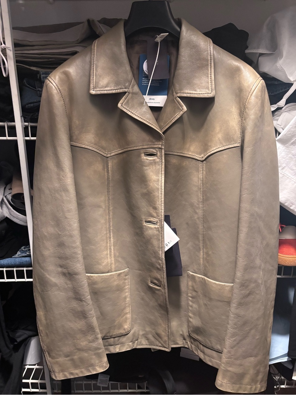 Prada Beige Leather Button-Front Jacket